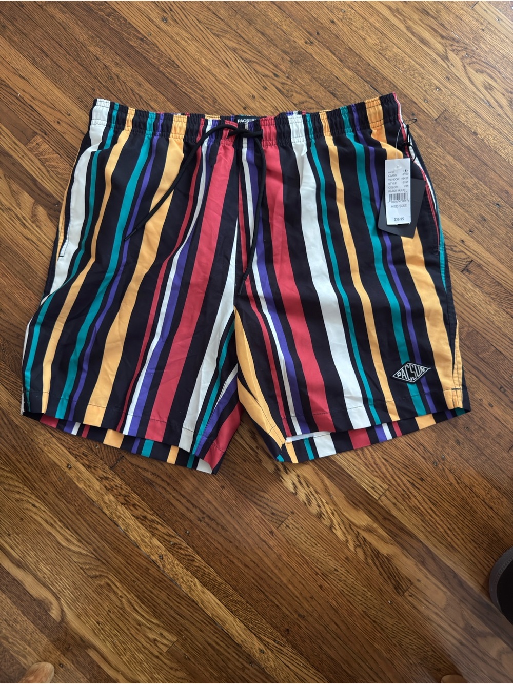 PacSun Striped Multicolor Men's Swim Trunks